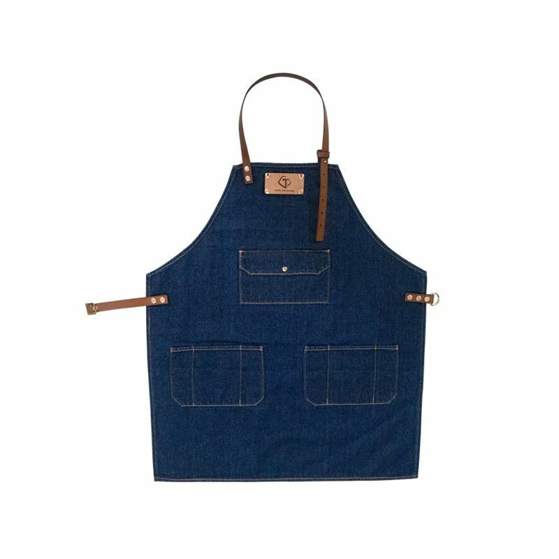 Jeans denim Apron for Kitchen / Coffe Shop Studio Leather Belt Custom Made Logo