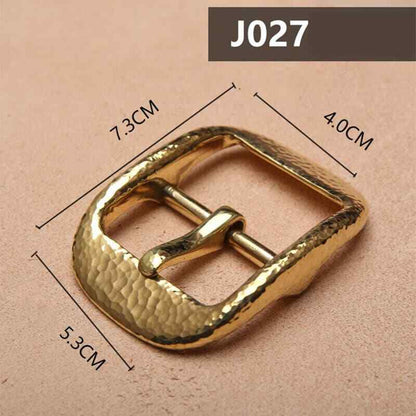 Retro Hammered Striation Solid Brass Pin Belt Buckle for Men Women Leather Craft Diy Making Belt Accessory
