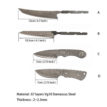 Kitchen Fruit Knife Blank Outdoor Blade DIY Tool Home Hobby Vg10 Damascus Steel