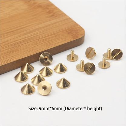 20pcs Solid Brass Pyramid Spikes Punk Rivets Studs Dog Collar Leather Craft DIY