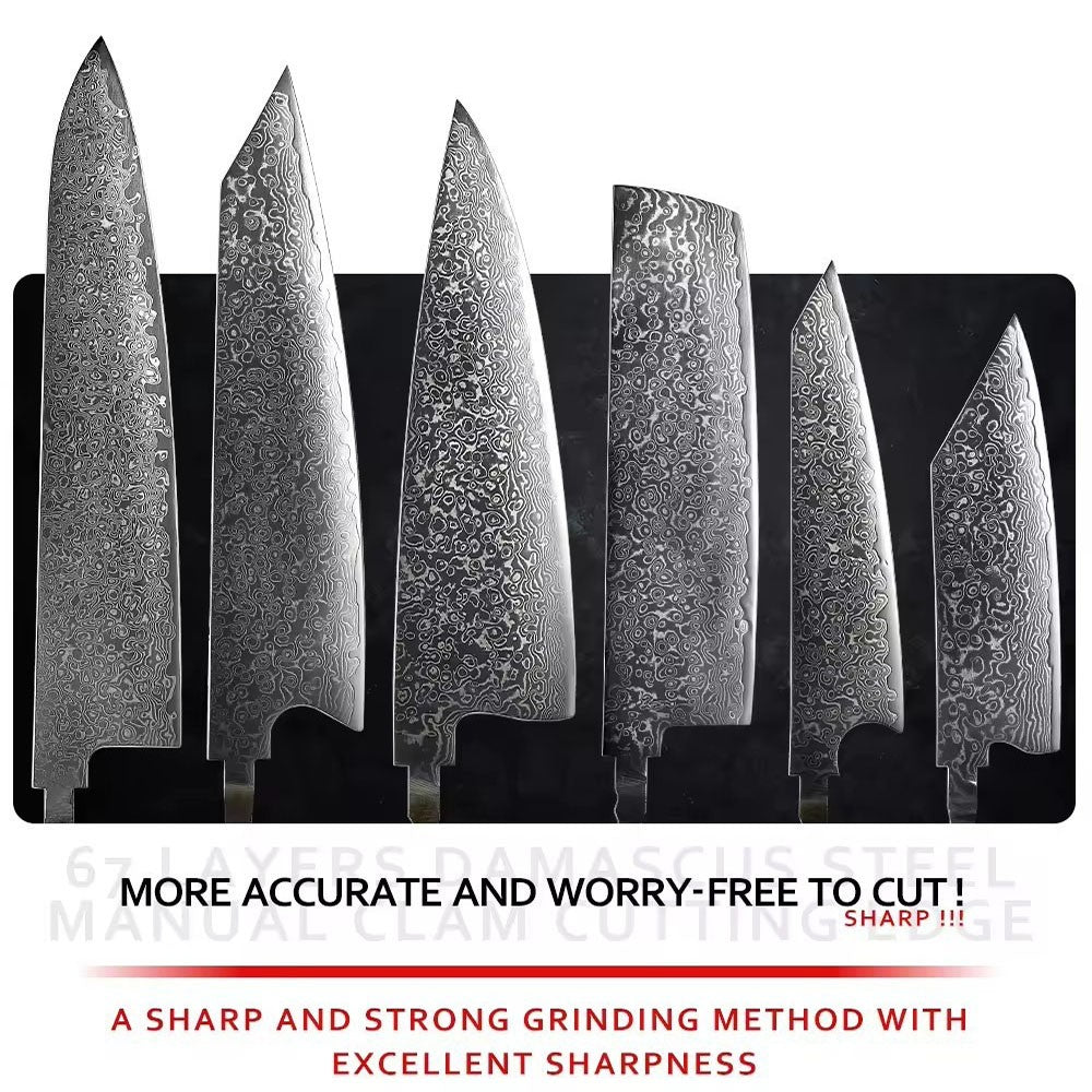 VG10 Damascus Steel Chef Knife Blank Blade DIY Home Hobby Kitchen Tools Material