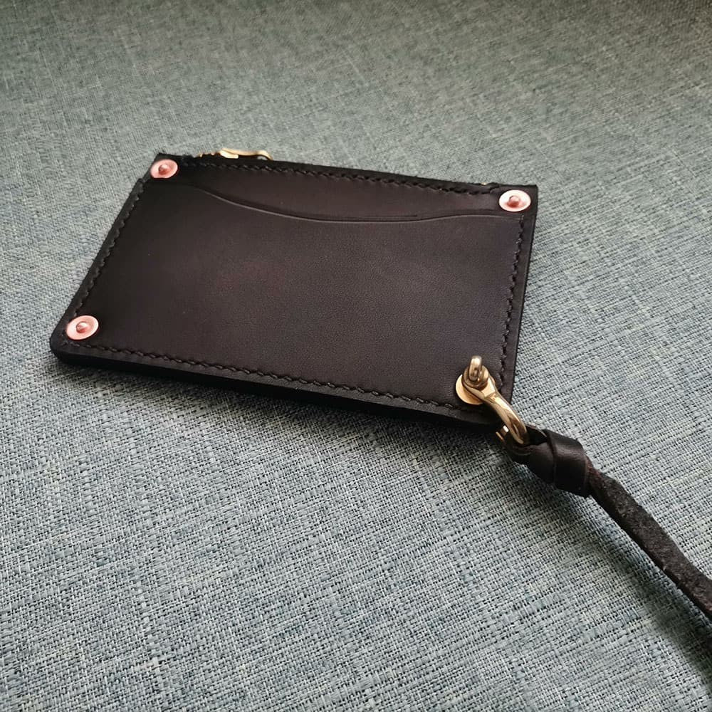 Handmade American Style Zipper Card Holder Coin Purse Genuine Leather Craft