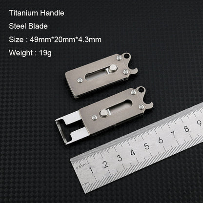 Mini Titanium Planin Knife Keychain Portable Melon Peeler Bottle Opener EDC Tool