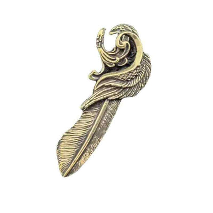 Artistic Brass Feather Design Pendant Keychain Wallet Bag Accessories Craft DIY