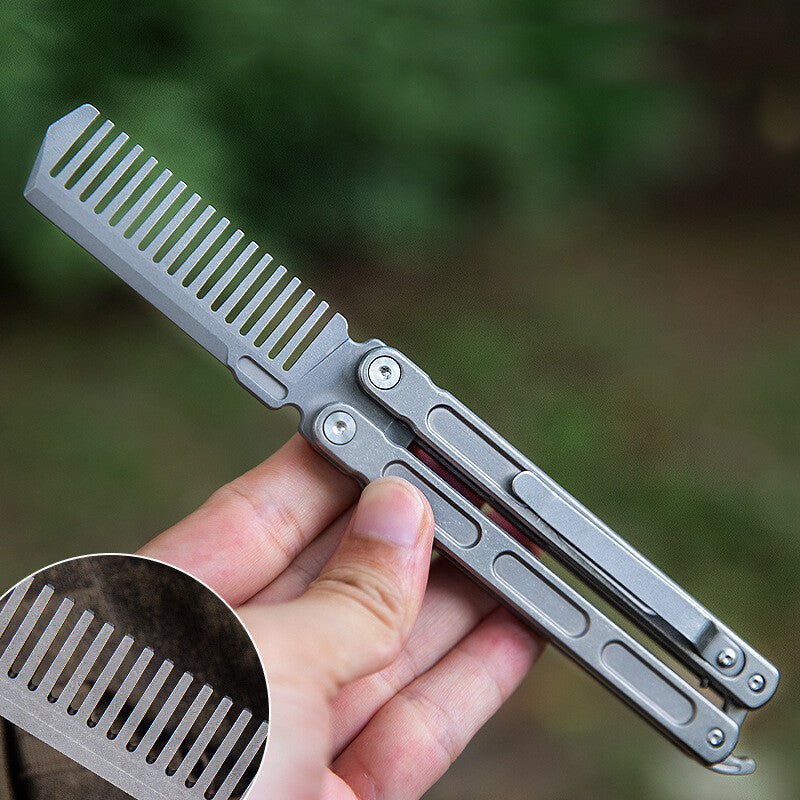 Titanium Practice Balisong Butterfly Trainer Folding Knife bottle opener EDC