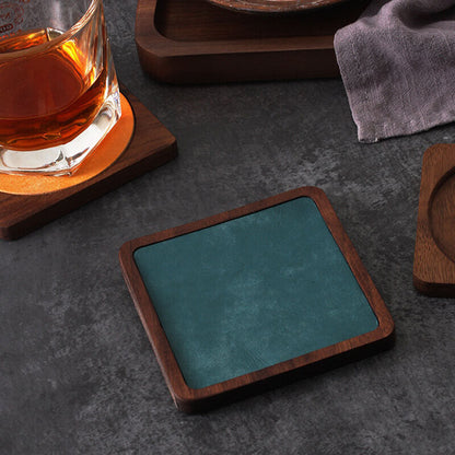 Walnut Wooden Whiskey Coasters Coffee Cup Plate Tea Heat Insulation Mat Art DIY