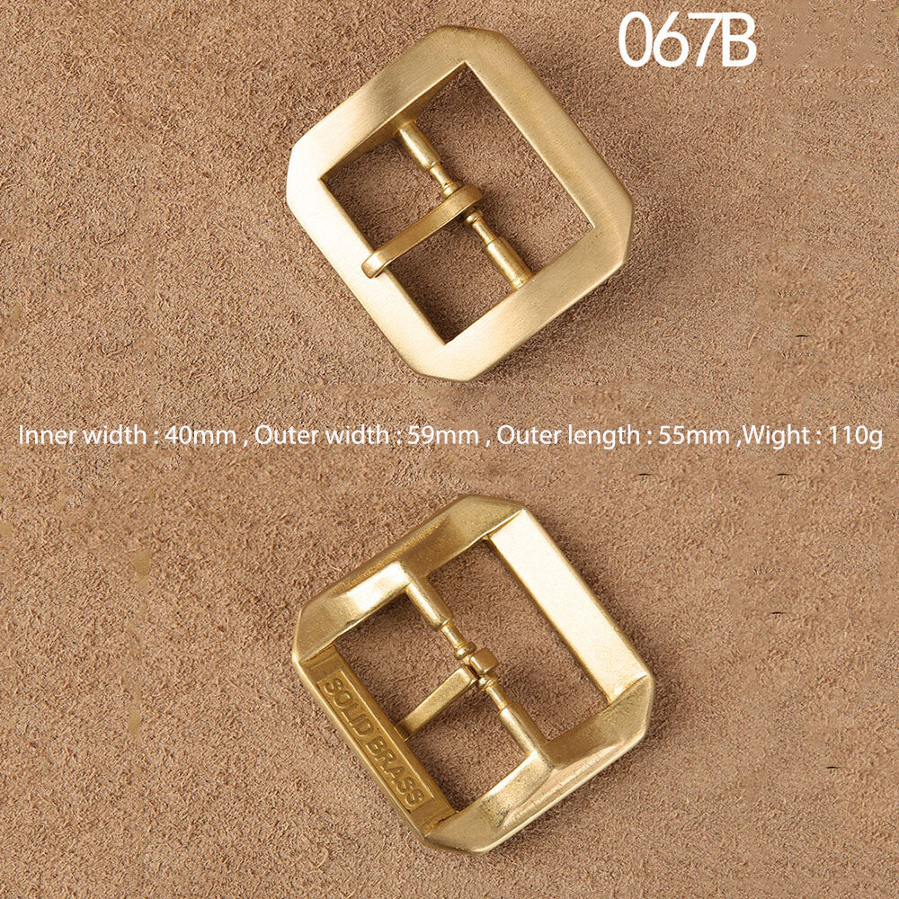 Octagonal Solid Brass Pin Belt Buckle For Men Women Leatherwork Craft DIY 4CM