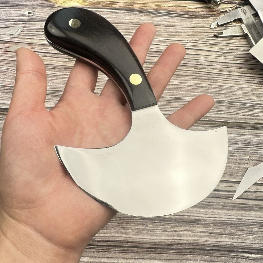D2 Steel Leather Skiving Knife Half Round Wooden Handle Craft Cutting Tools