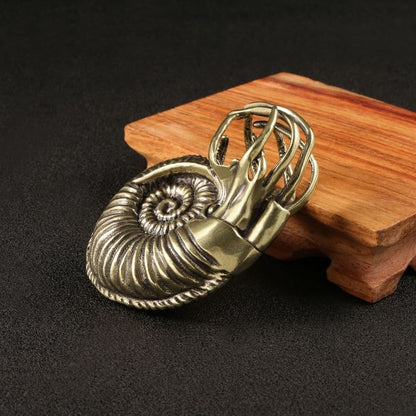 Antique Brass Nautilus Ammonite Fossil Ornament Handheld Collectible Decor