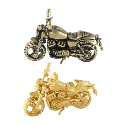 Brass Harley Style Motorcycle Ornament Rotating Front Wheel Collectible