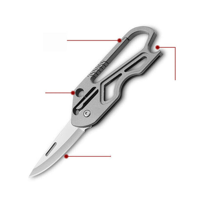 Mini Titanium Alloy Keychain Carabiner Pocket Folding Knife Portable EDC Tool