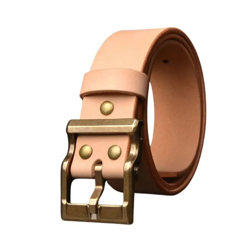 5.5mm Thick Vegetable Tanned Leather Belt Men Pin Buckle Italian Natural Cowhide