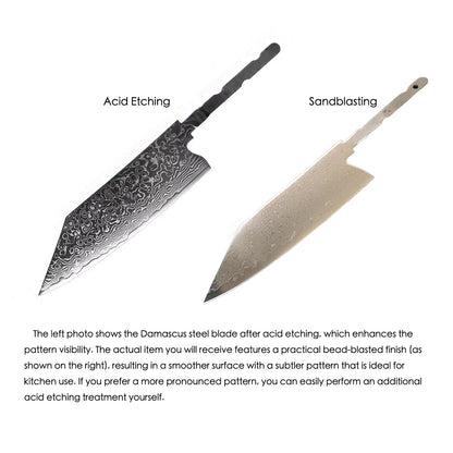 VG10 Damascus Steel Chef Knife Blank Blade DIY Home Hobby Kitchen Tools Material