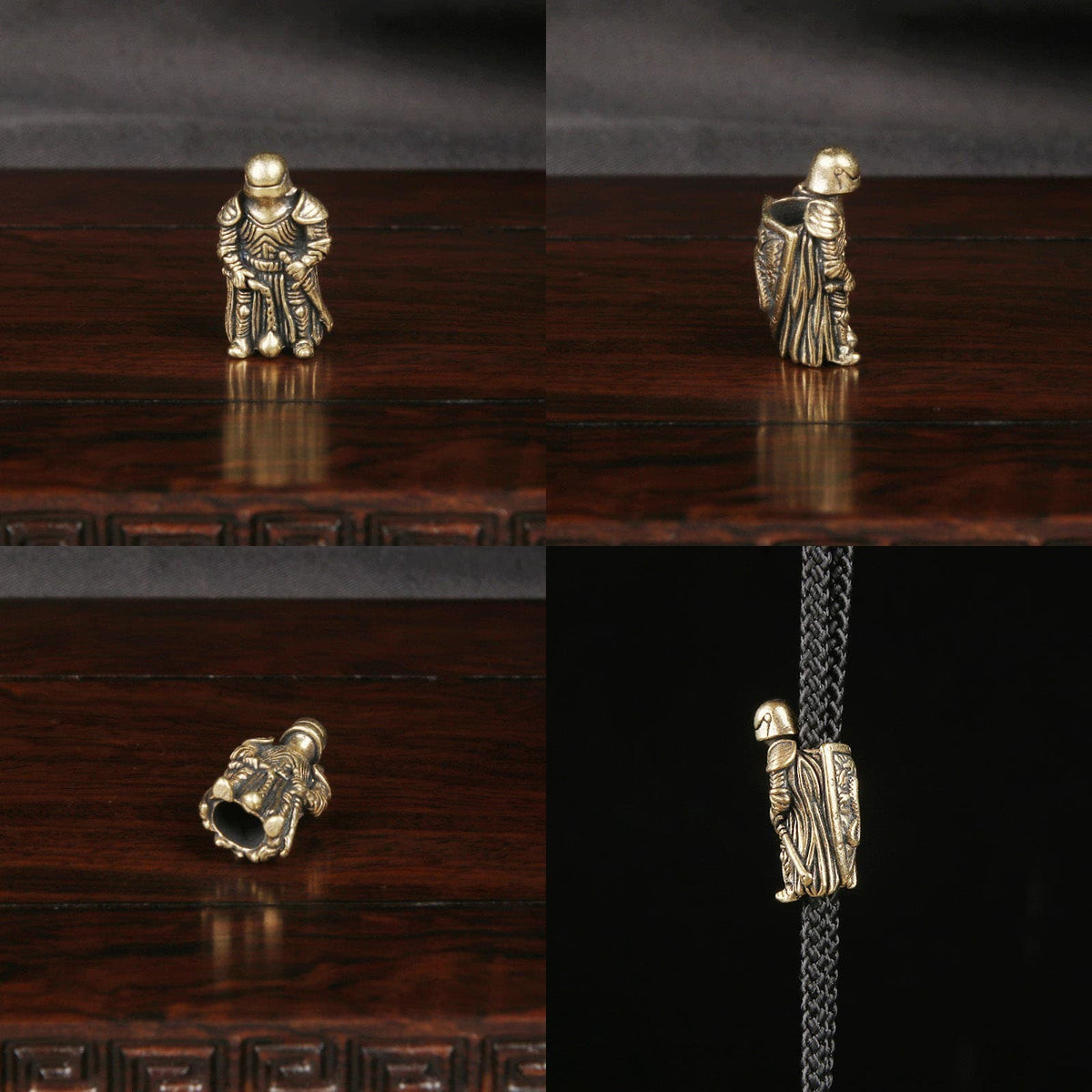 Brass EDC Lanyard Skull Knight Dragon Spartan Wolf Snake Cape Bead Keychain Drop