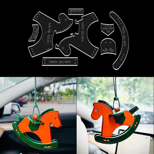 DIY Leather Rocking Horse Pattern Template Small Wooden Pendant Ornament Mold