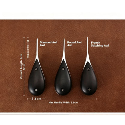 Premium French Leather Craft Round Diamond Flat Awl Hand Stitching Tools