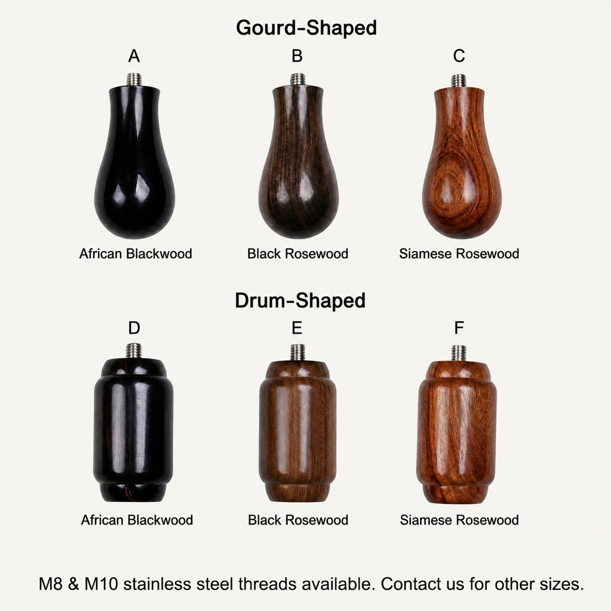 Universal Coffee Tamper Wood Handle Replacement M8 M10 Rosewood Blackwood Walnut