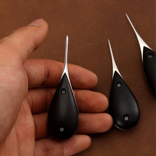 Premium French Leather Craft Round Diamond Flat Awl Hand Stitching Tools