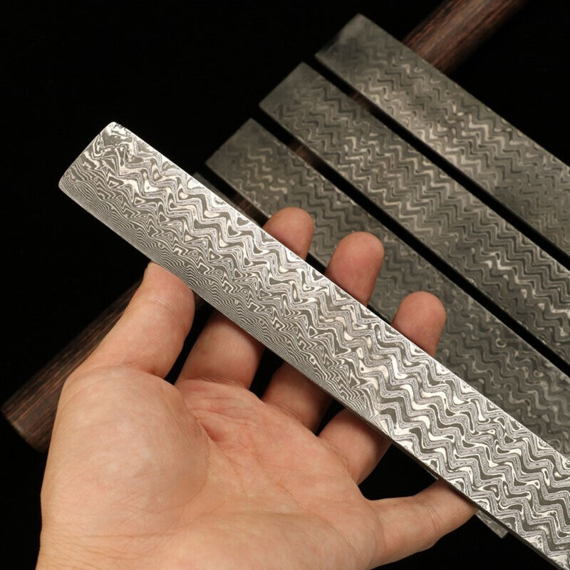 Hard Unfilled Damascus Steel Billet Bar Blank Knife Blade Diy Material