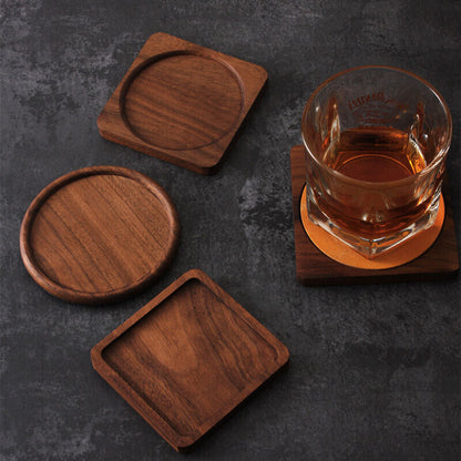 Walnut Wooden Whiskey Coasters Coffee Cup Plate Tea Heat Insulation Mat Art DIY