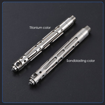 Mini Titanium Alloy Hand Carved Baked Blue Pen Portable Pendant EDC Gift