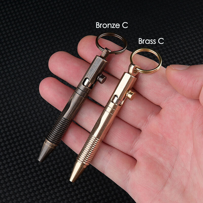 Creative Mini Solid Brass Bolt Action Ball Point Pen Copper Art Craft Pocket EDC