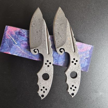 Small Damascus Steel Blade Outdoor Knife EDC Damascus Handle Hand Craft Cutter