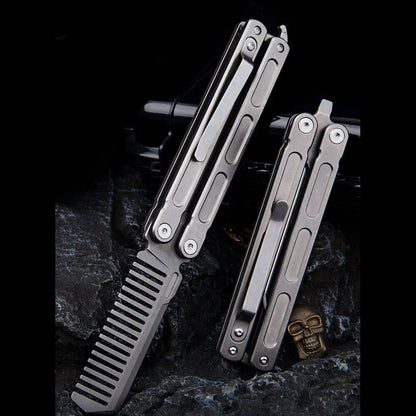 Titanium Practice Balisong Butterfly Trainer Folding Knife bottle opener EDC