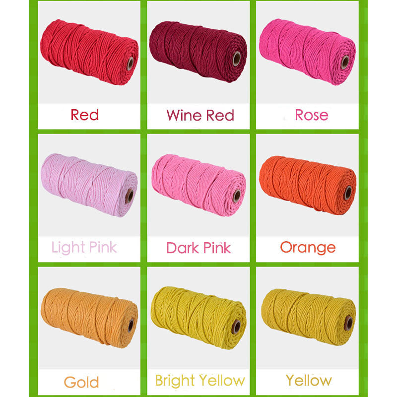 3mm Colorful Cotton Cord Twisted Macrame Rope Handmade Craft String Textile Diy