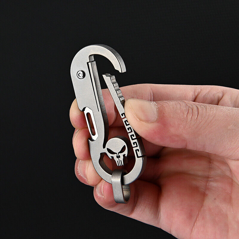 Small Titanium Alloy Keychain Knife Carabiner Pocket Folding Knife Portable Tool