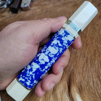 Japanese Style Octagonal Marble Material Handle Making Chief Knife Diy 16cm