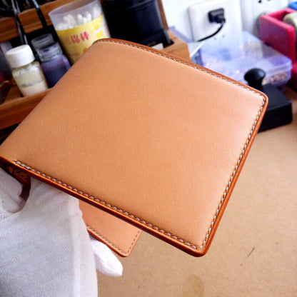 Handmade Vegetable Tanned Leather Wallet Genuine Cowhide Card Case Custom