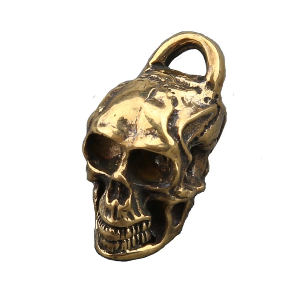 Brass Copper Skull Pendant Keychain Vintage Biker Style Creative Accessory
