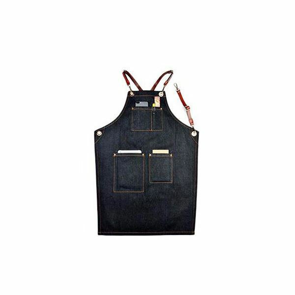 Denim Apron for Kitchen /Coffe Shop Studio Leather Belt X Straps Custom Logo #C
