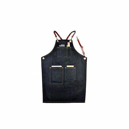 Denim Apron for Kitchen /Coffe Shop Studio Leather Belt X Straps Custom Logo #C