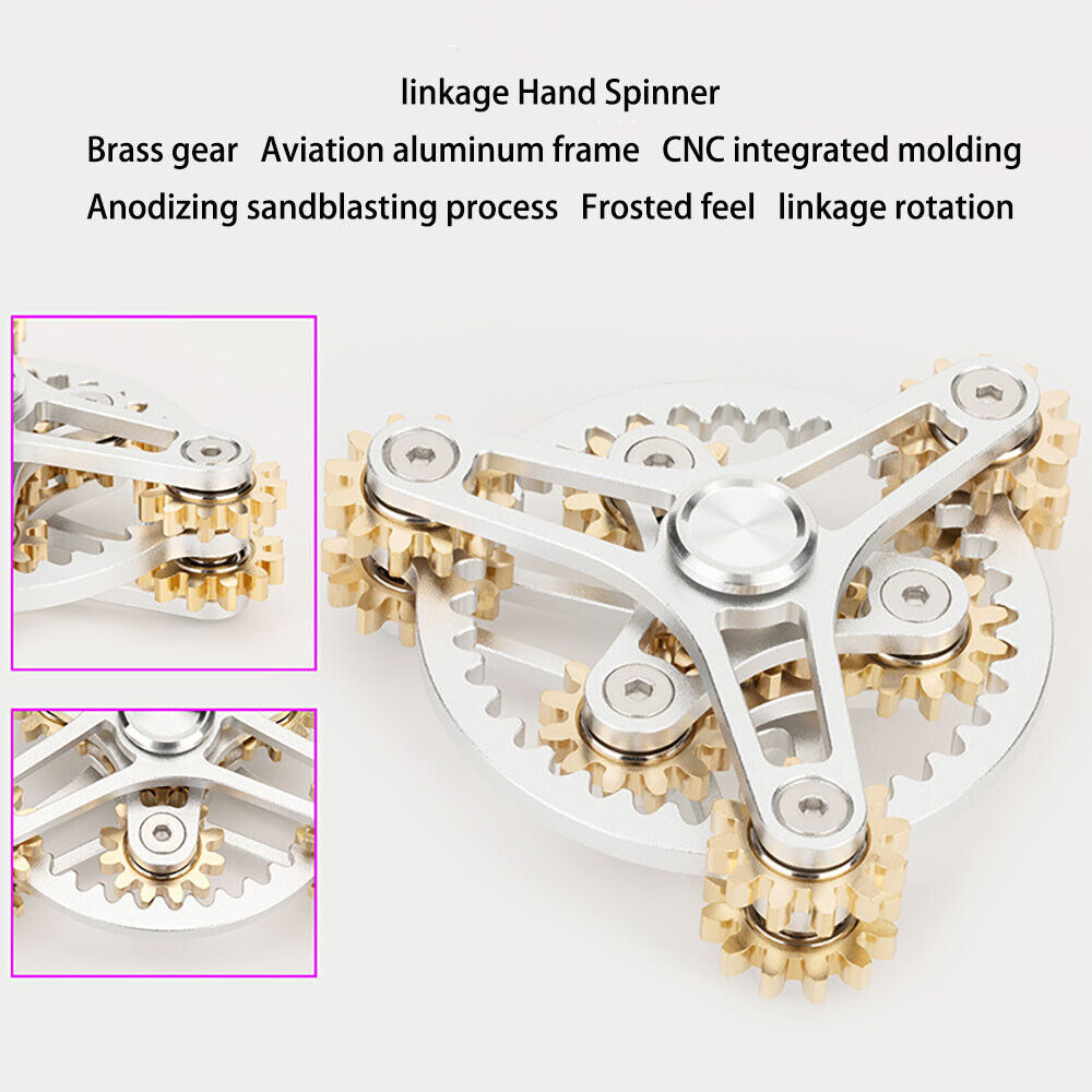 Linkage Hand Fidget Spinner Chain Brass Aluminum Gear Finger Gyro Relax Toy