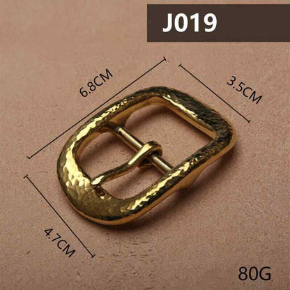 Retro Hammered Striation Solid Brass Pin Belt Buckle for Men Women Leather Craft Diy Making Belt Accessory