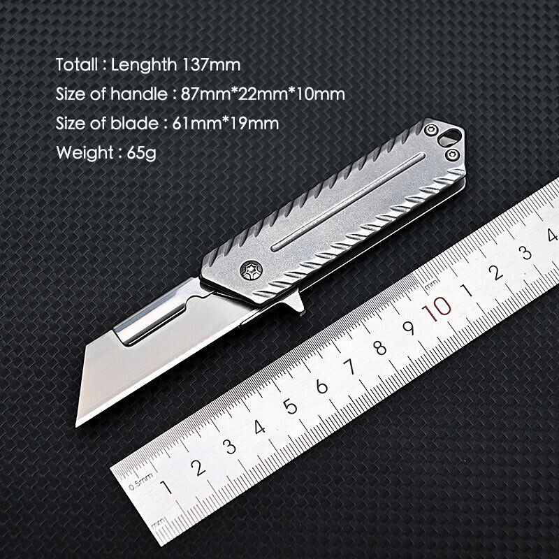 Stone Washed Steel Creative Utility Knife Folding Interchangeable Blade Portable