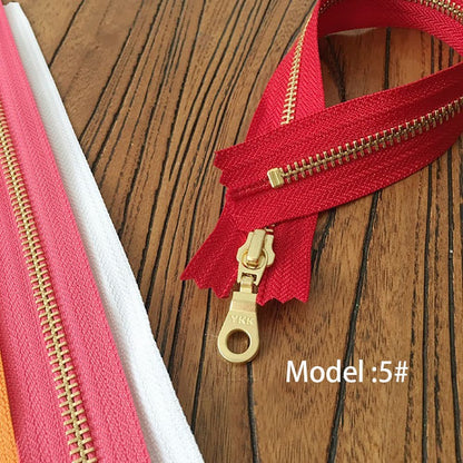 YKK 20cm Size #5 Metal Zipper Brass Pull for DIY Leather Bags Hardware Accessories