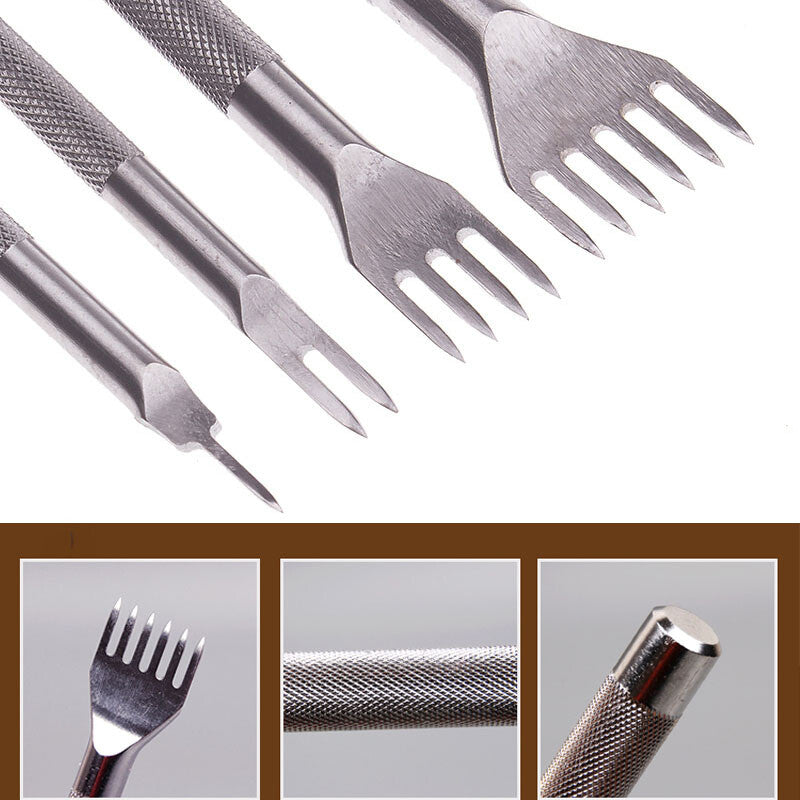 Leather Craft Tools Hole Punches Stitching Punch Diamone Chisel Set  3/4/5/6mm