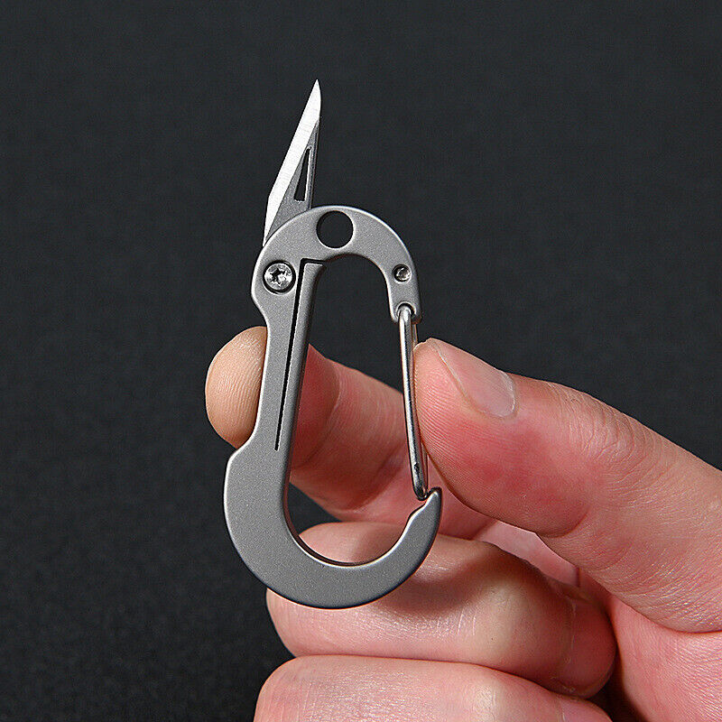 Small Titanium Alloy Keychain Knife Carabiner Pocket Folding Knife Portable Tool