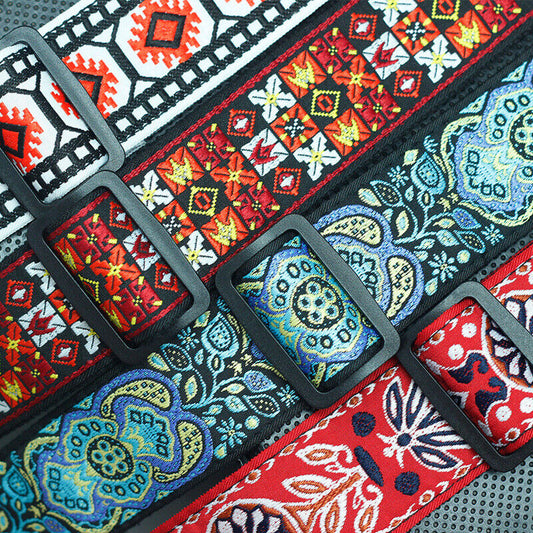 Retro Multicolored Wovened Cotton Shoulder Belt For Uklee Player Guitar Strap