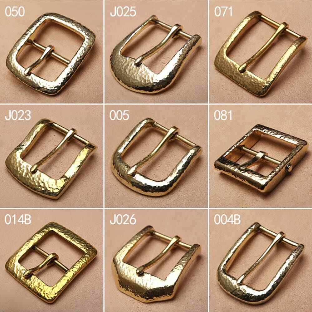 Retro Hammered Striation Solid Brass Pin Belt Buckle for Men Women Leather Craft Diy Making Belt Accessory