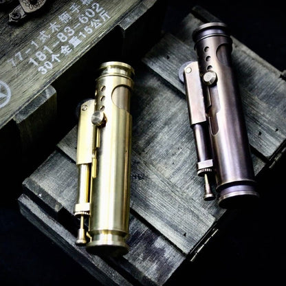 Vintage Solid Brass Lighter Side Ignition Retro Stylish Men Portable EDC Gift