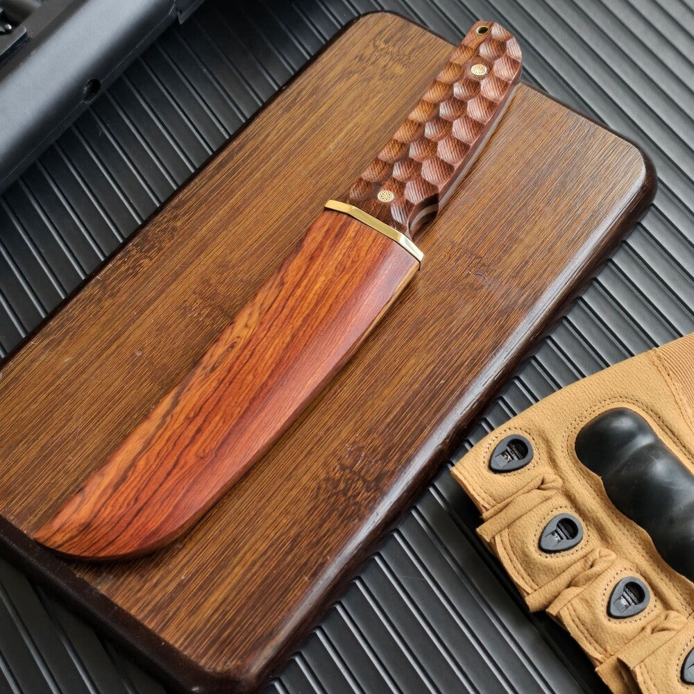 Hand Forged Damascus Outdoor Knife Japanese Samurai Survival Rosewood Handle  Camping, Hunting, Self-defense Tactics, Practical Survival