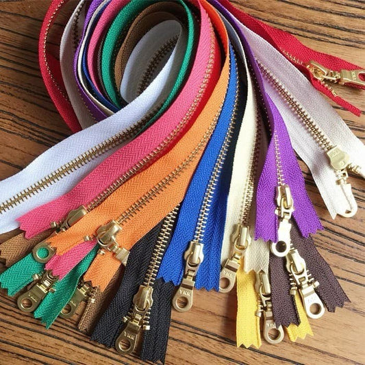 YKK 30cm Size #5 Metal Zipper Brass Pull for DIY Leather Bags Hardware Accessories