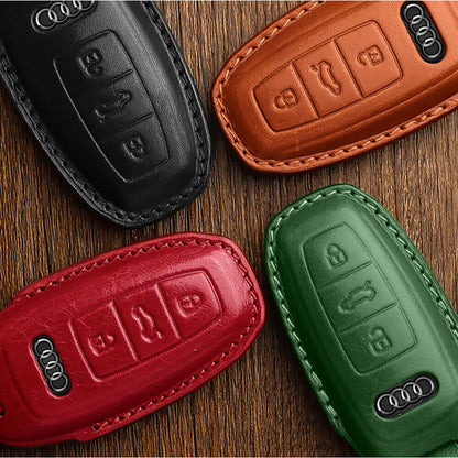 Handmade Genuine Leather Craft Car Key Fob Case Cover For AUDI Keychains bag