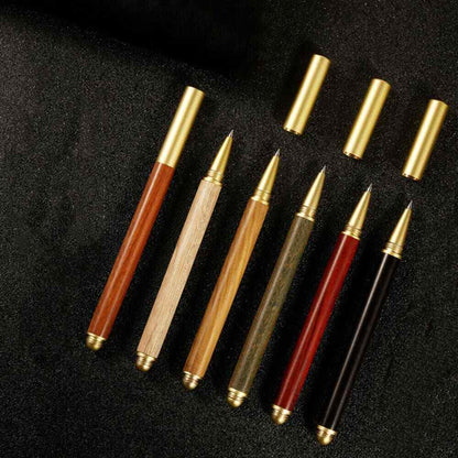 Small Elegant Brass Craft Wooden Signature Pen Business Gift Logo Customizable