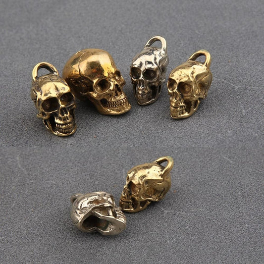 Brass Copper Skull Pendant Keychain Vintage Biker Style Creative Accessory