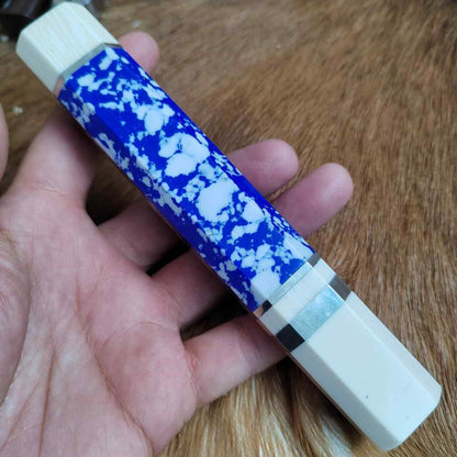 Japanese Style Octagonal Marble Material Handle Making Chief Knife Diy 16cm